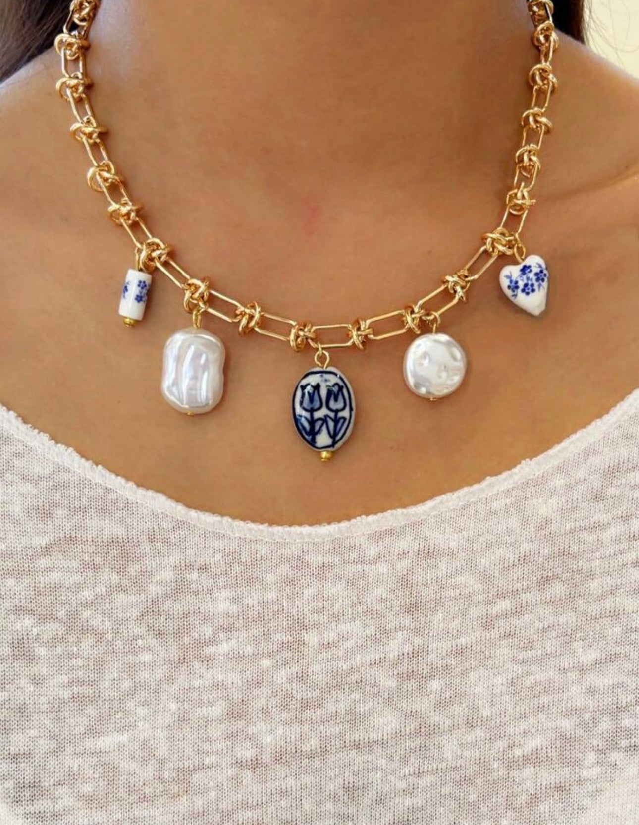 ceramic charms necklace
